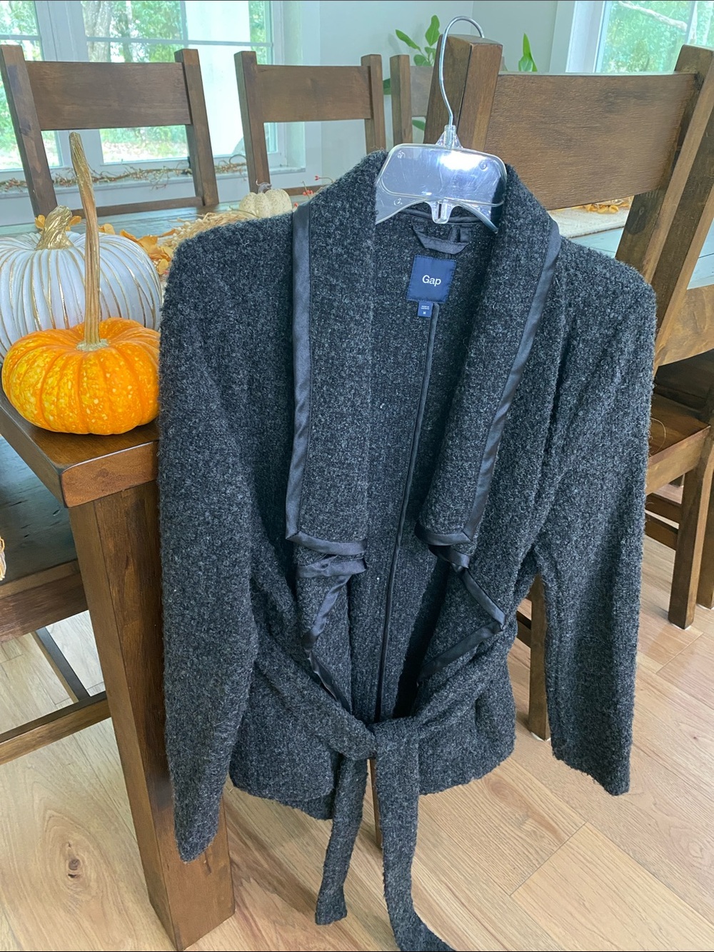 GAP Black Shawl Collar Belted Knit Blazer